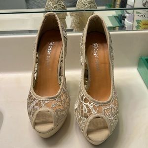 Off White Lace heels with Platform